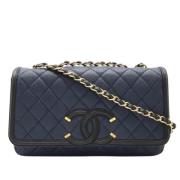 Chanel Vintage Pre-owned Laeder axelremsvskor Blue, Dam