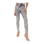 Retrofête Grå Distressed High-Waisted Skinny Jeans Gray, Dam