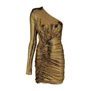 Alexandre Vauthier Guld Paljett Mini Klänning Draperad Midja Yellow, D...