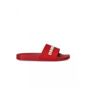 Dsquared2 Röda Logo Slides Stiliga Bekväma Sandaler Red, Herr