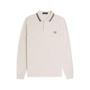 Fred Perry Långärmad polotröja med randig kant Gray, Herr