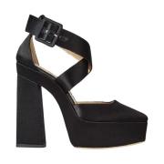 Jimmy Choo Svarta Satin Plattform Stilettklackar Black, Dam