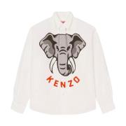 Kenzo Vit Elefant Motiv Skjorta White, Herr