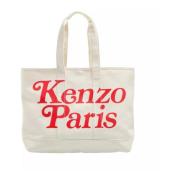 Kenzo Canvas Stor Toteväska Ecru Beige, Dam