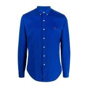 Ralph Lauren Blå corduroy Slim Fit skjorta Blue, Herr