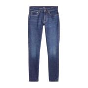 Ralph Lauren Navy Skinny Jeans med Mid-Rise Blue, Dam