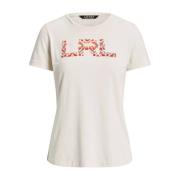 Ralph Lauren Vit T-shirt med färgstark logga White, Dam