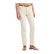 Ralph Lauren Högmidjade jeans med raka ben Beige, Dam