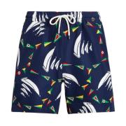 Ralph Lauren Marinblå badshorts med logotyp Multicolor, Herr