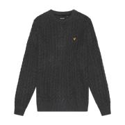 Lyle & Scott Stickad kabel rund hals tröja Gray, Herr