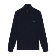 Lyle & Scott Stickade Shaker Stitch Quarter Zip Blue, Herr