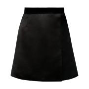 Nina Ricci Svart Satin Mini Kjol Black, Dam