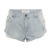 One Teaspoon Randiga Shorts med Låg Midja Blue, Dam