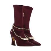 Zimmermann Burgundy Satin Ankelboots Red, Dam