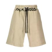 Palm Angels Beige Bomullsshorts med Dragsko i Midjan Beige, Herr