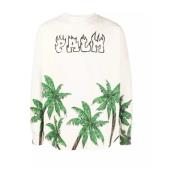 Palm Angels Beige Sweatshirt med Palm Motif White, Herr