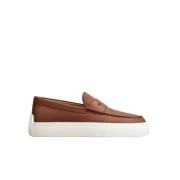 Tod's Bruna läderloafers med vit sula Brown, Herr