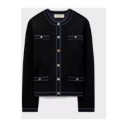 Tory Burch Jacquard Cardigan Kendra Black, Dam