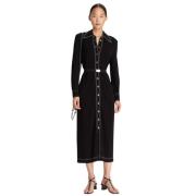 Tory Burch Svart Jersey Maxi Klänning med Polo Krage Black, Dam