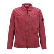 Stone Island Rose Nylon Overshirt med Compass Logo Pink, Herr