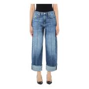 Liu Jo Cropped Straight Leg Byxor Blue, Dam