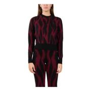 Akep Animal Print Cropped Viscose Top Red, Dam