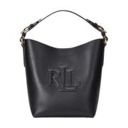 Ralph Lauren Dam Skulderväska, Läder, Stiligt Modell Black, Dam