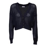 Brunello Cucinelli Dazzling Net Cardigan Blue, Dam