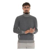 Gran Sasso Mélange Turtleneck Tröja med Färgkontrast Gray, Herr