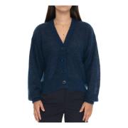 Boss Mohair Kort Kofta Drop Shoulder Blue, Dam