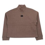 The North Face Brun Mock Neck Sweatshirt Patch Logo Brown, Dam