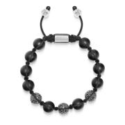 Nialaya Men's Trio Black Diamond Beaded Bracelet with Matte Onyx and S...