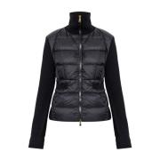 Moncler Svart Vadderad Puffer Cardigan Ullblandning Black, Dam