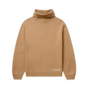 A.p.c. Merinoull Unisex Polo Sweater Beige, Herr