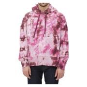 Ami Paris Fuchsia Tie Dye Bomullshoodie Ss22 Purple, Herr