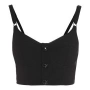 Moschino Knäppt Crop Top Black, Dam