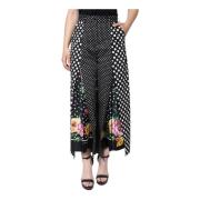 Dolce & Gabbana Patchwork Wide Leg Byxor Svart Multicolor, Dam