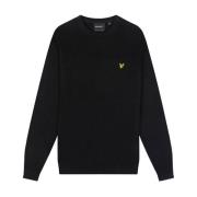 Lyle & Scott Bomull Merino Crew Neck Tröja Black, Herr