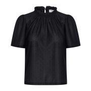 Saint Tropez Feminin Svart Volang Blus Black, Dam