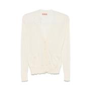 Ermanno Scervino Cardigan med spetsdetaljer och V-ringning Beige, Dam