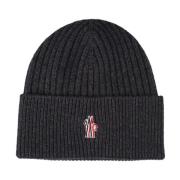 Moncler Kashmir Grå Beanie med Logo Patch Gray, Herr