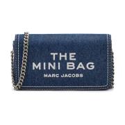 Marc Jacobs Blå Mini Crossbody-väska med Broderad Logotyp Blue, Dam