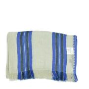 Max Mara Randig Linne Fransad Pashmina Sjal Blue, Unisex