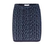 Patrizia Pepe Mini Slim Kjol Monogram Jacquard Detalj Gray, Dam