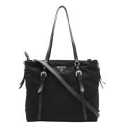 Prada Vintage Pre-owned Tyg totevskor Black, Dam