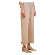 Liviana Conti Kashmir Crop Byxor med Elastisk Midja Beige, Dam