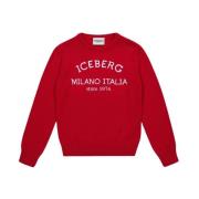 Iceberg Kids -Red crew neck sweater with logo Red, Herr