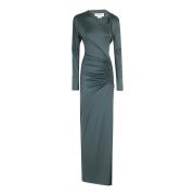 Victoria Beckham Elegant Jersey Klänning med Slash Hals Green, Dam