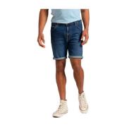 Lee Flex Denim Shorts Blå Enfärgad Blue, Herr