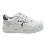 Premiata Kräm Laced Platta Skor White, Dam